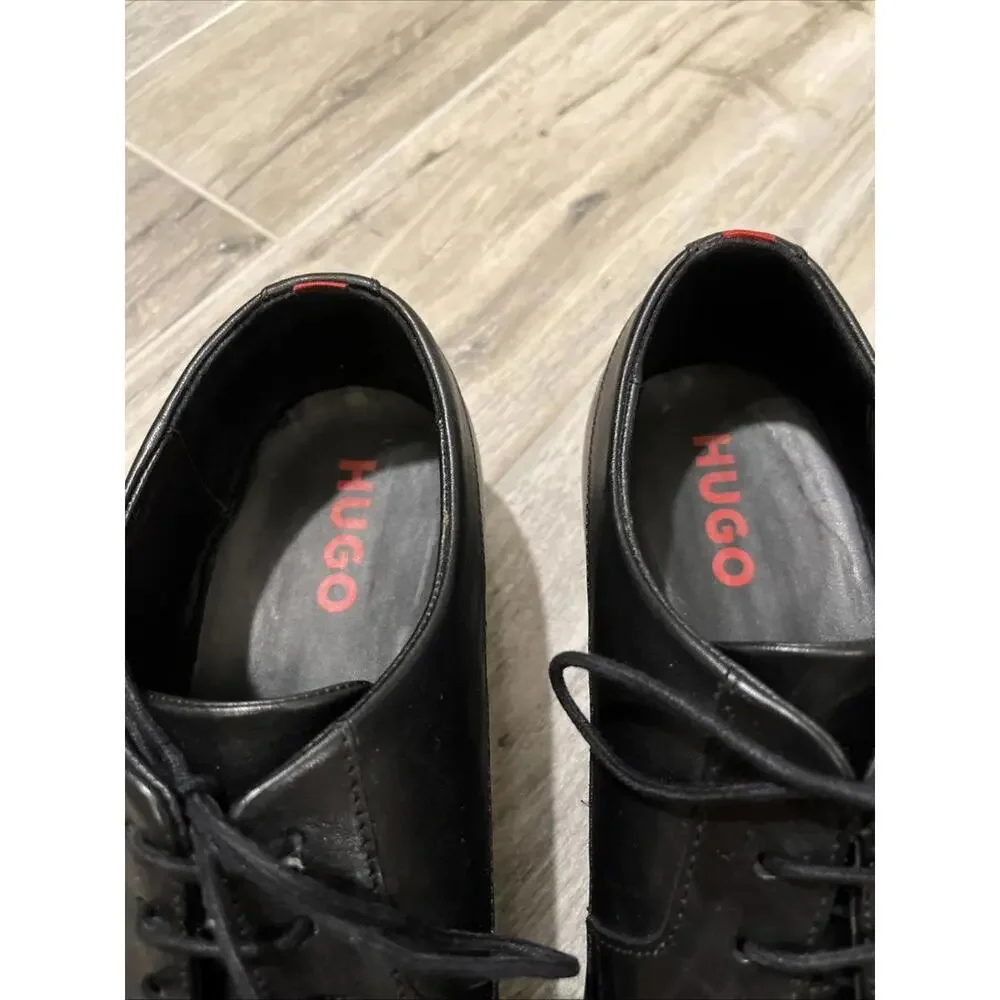 HUGO BY HUGO BOSS MENS BLACK DRESS OXFORD SHOES SIZE EU45.5/US11.5 MADE IN LAOS